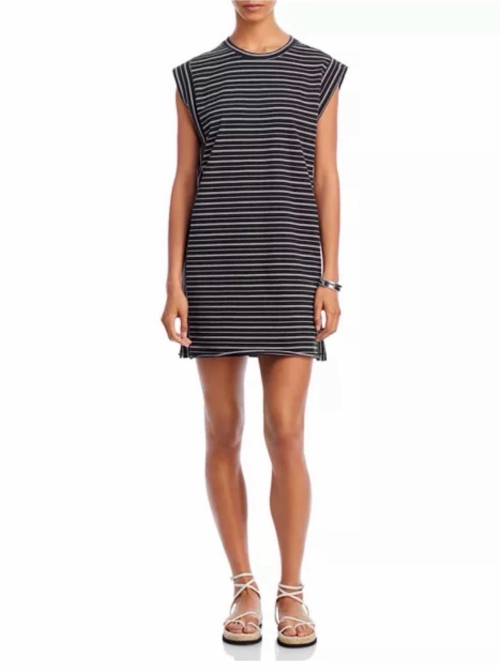 rag & bone Black and White Striped Muscle Mini Dress